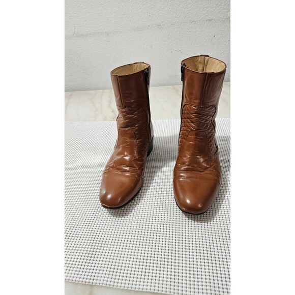 Karsson Men’s Brown Leather Boots 26.5 Made in Mexico Zip Up Vintage main image 9
